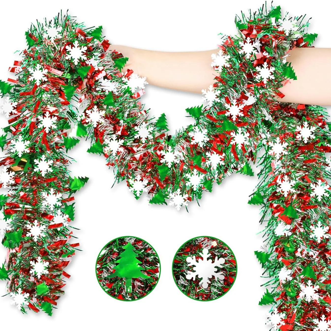 2m natal floco de neve enfeite - Tinsel Garland Decoration avaliação e preço