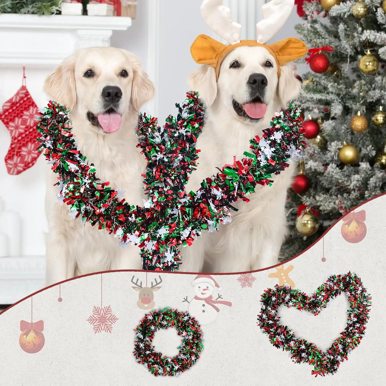 2m natal floco de neve enfeite - Tinsel Garland Decoration avaliação e preço