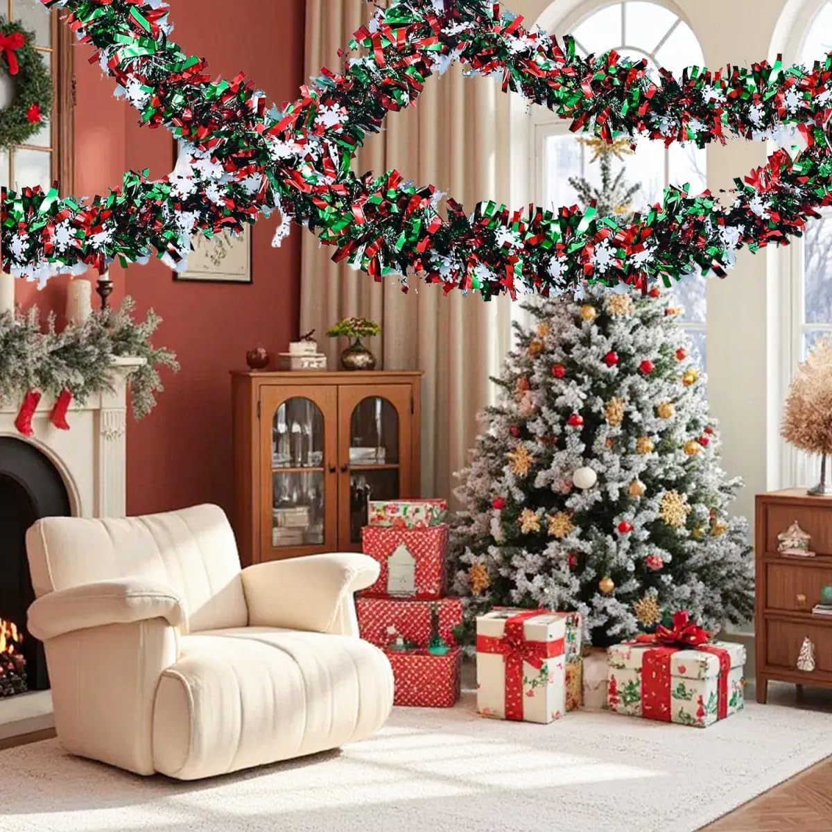 Guirlanda de Tinsel de Natal 2 - Tinsel Garland Decoration avaliação e preço